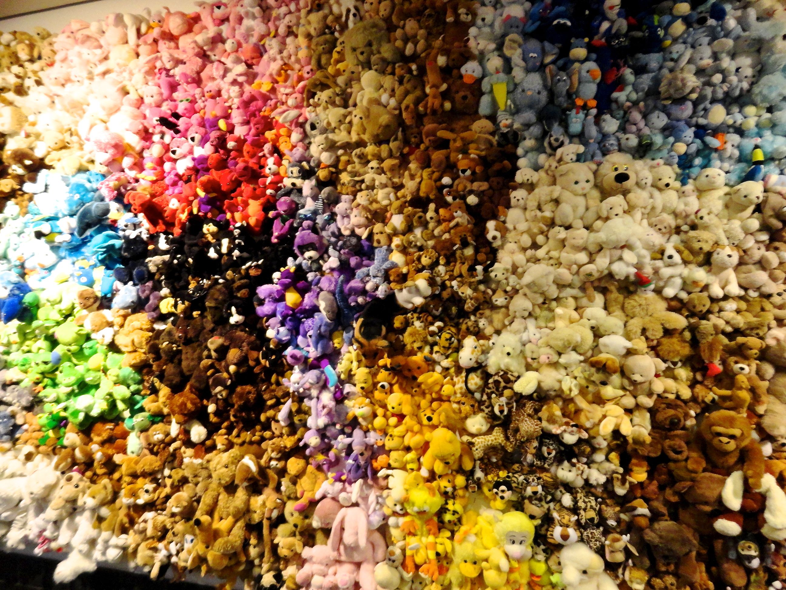 wall of stuffed animals