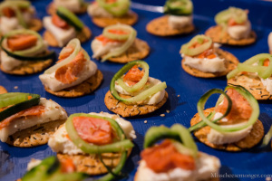 Jessica Beer from Cured: a "Philly Roll" with Vermont Creamery Bijou, smoked salmon, cucumber, rice crisp.