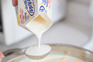 Adding buttermilk.