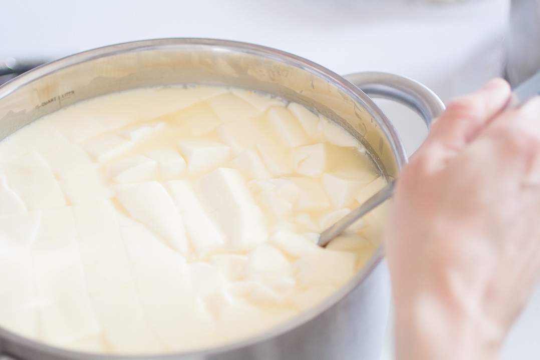 Stirring the curds. So gently!