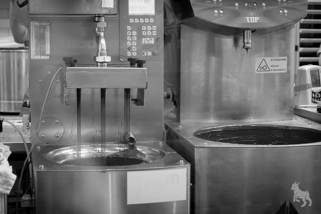 The tempering machine at Dandelion. See those streams of chocolate on the left?