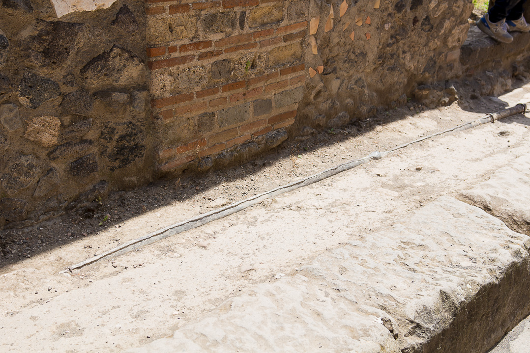 Lead pipes, for plumbing, in Pompeii, Italy.