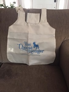 Reusable shopping bag from Miss Cheesemonger's online shop. www.cafepress.com/misscheesemonger