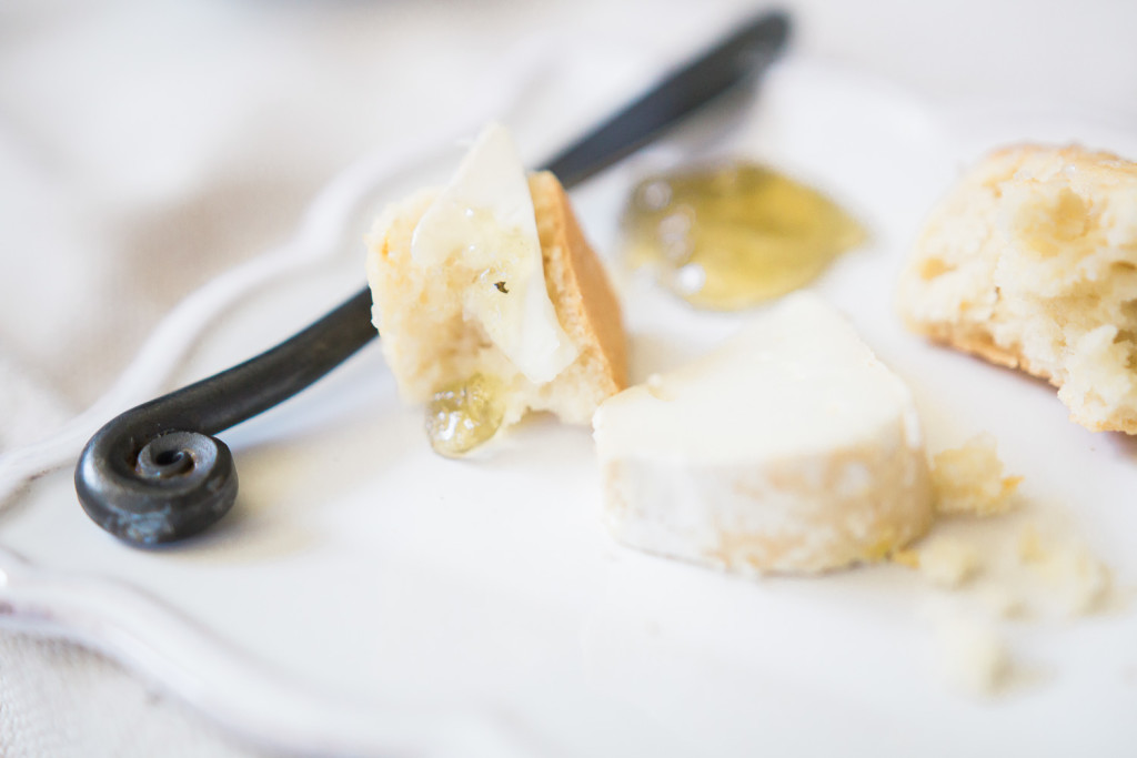 Camembert di bufala with l’Epicurien thyme jelly. Cheese and condiment tasting on misscheesemonger.com.